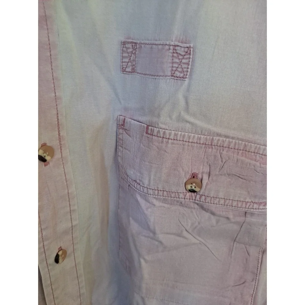 VTG Orvis Pink‎ and White Tie Dye Button Up Shirt Size XL